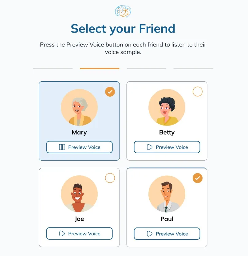 Patient selecting their AI companion